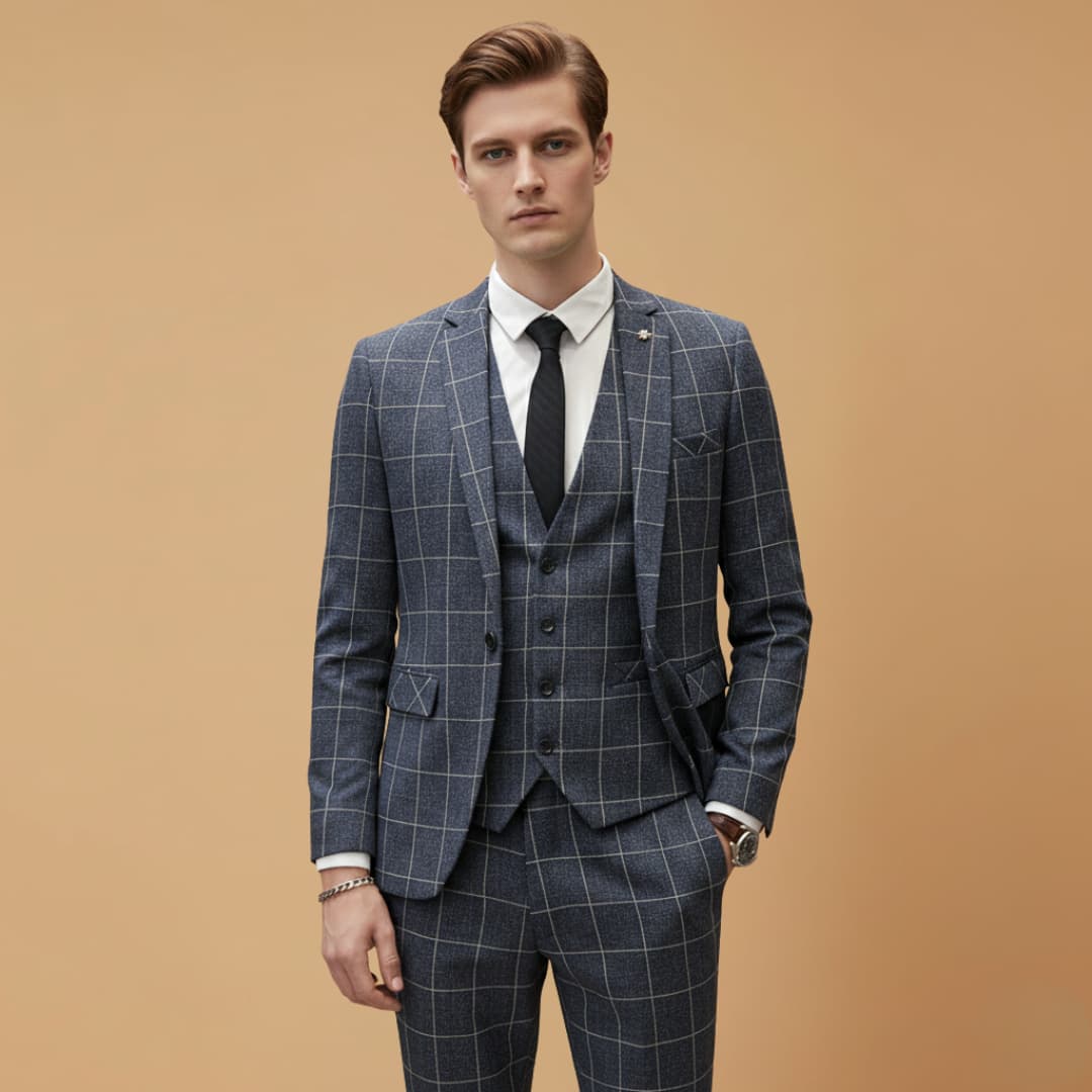 Classic Fit 3-Piece Suit with Button Front