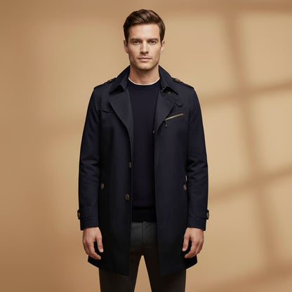 Waterproof Men's Jacket with Zip Pockets and Button Front