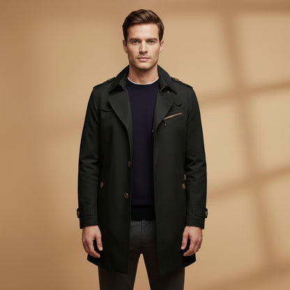 Waterproof Men's Jacket with Zip Pockets and Button Front