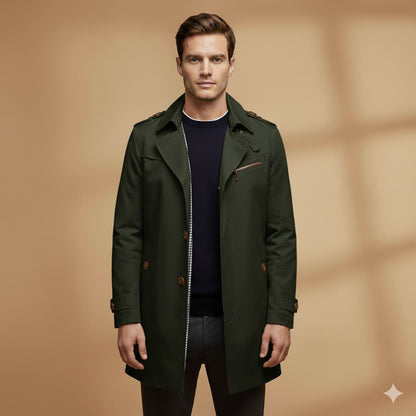 Waterproof Men's Jacket with Zip Pockets and Button Front