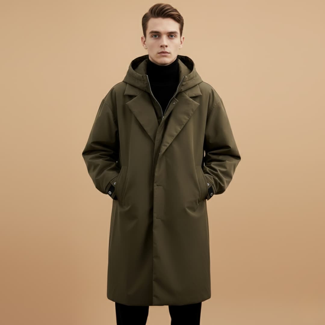 Waterproof Men's Parka with Adjustable Cuffs and Hood