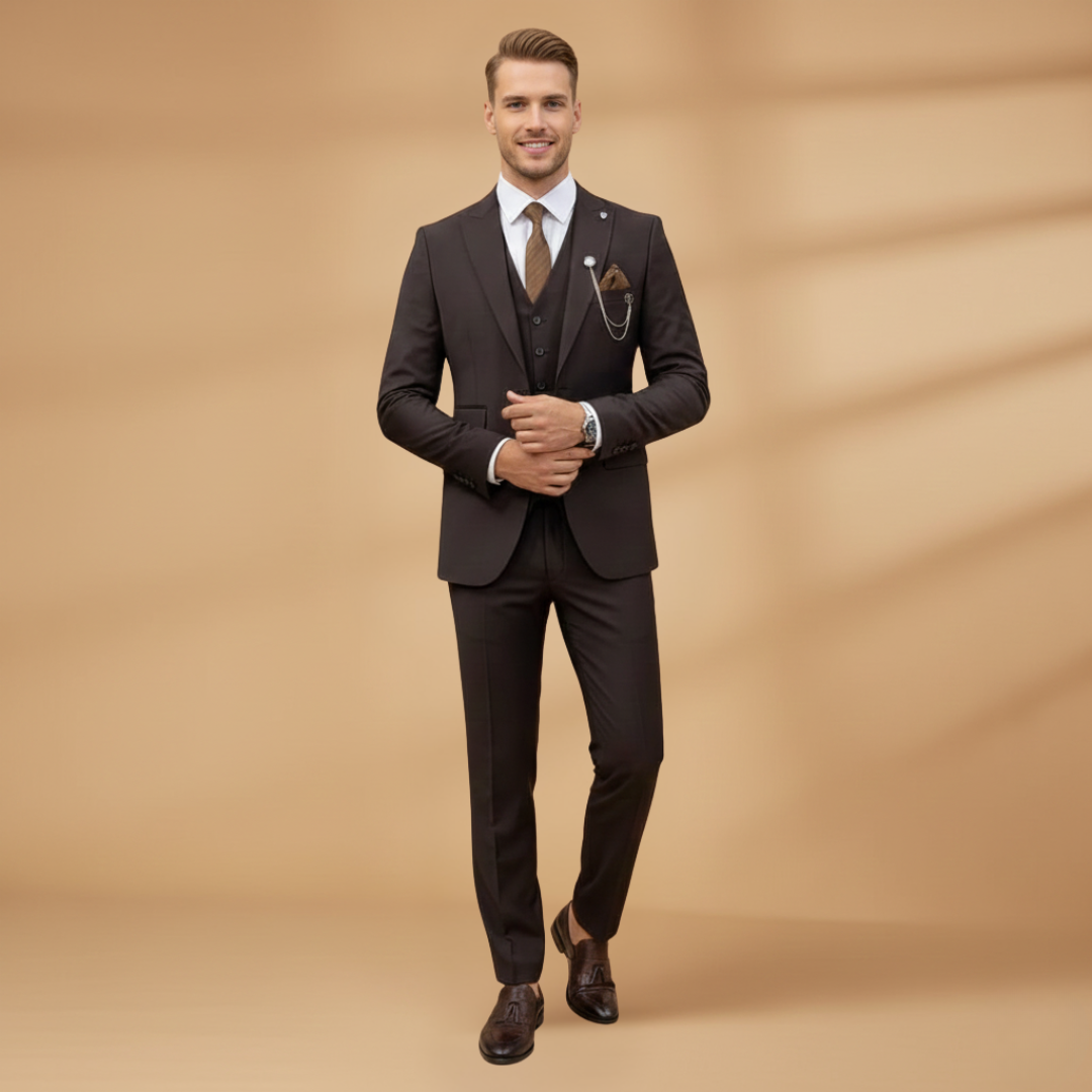 Classic Fit 3-Piece Suit for Men Formal Wear
