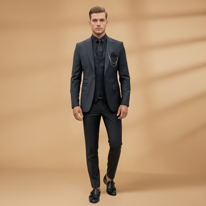 Classic Fit 3-Piece Suit for Men Formal Wear