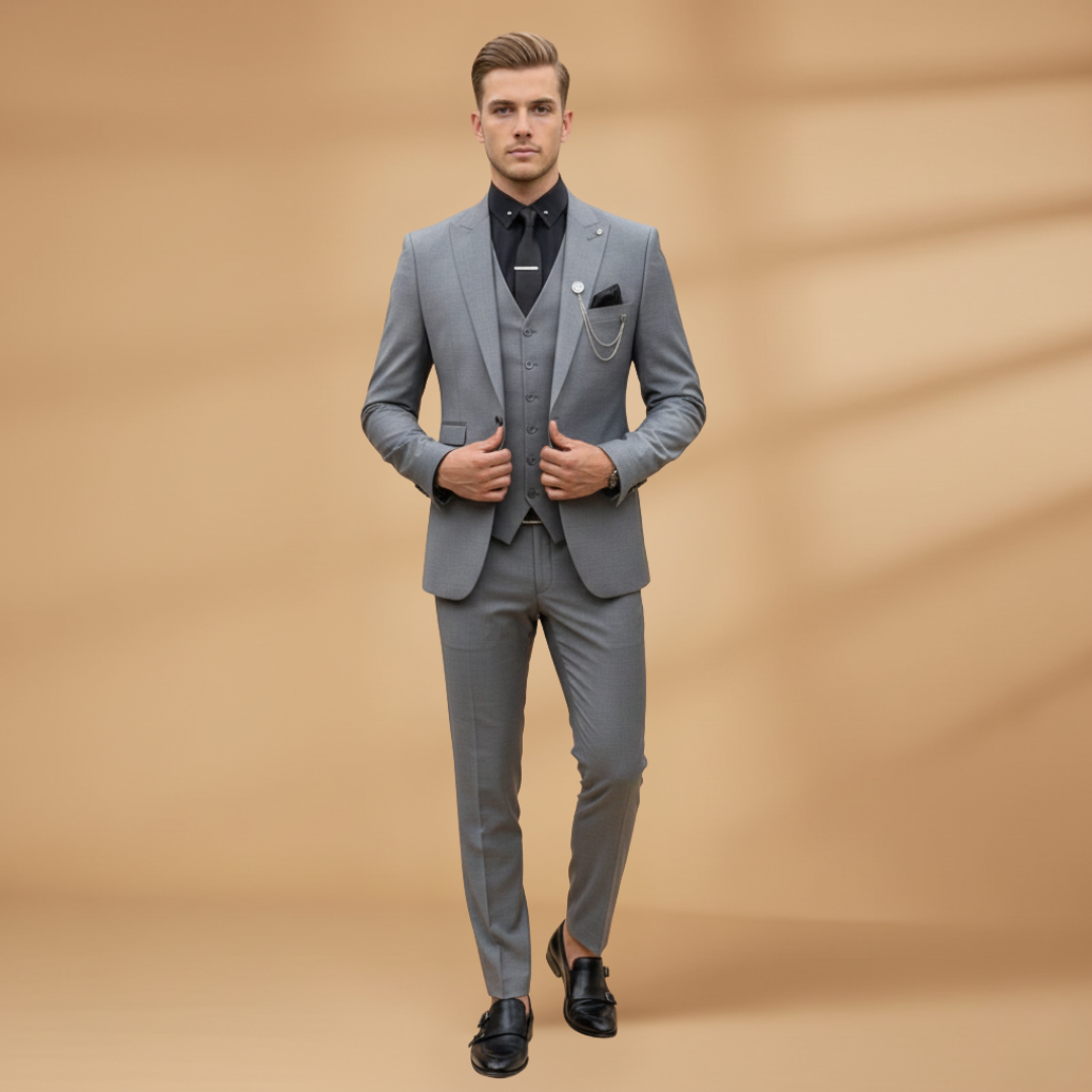 Classic Fit 3-Piece Suit for Men Formal Wear