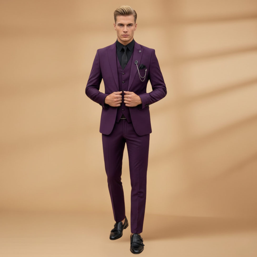 Classic Fit 3-Piece Suit for Men Formal Wear