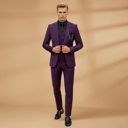 Classic Fit 3-Piece Suit for Men Formal Wear