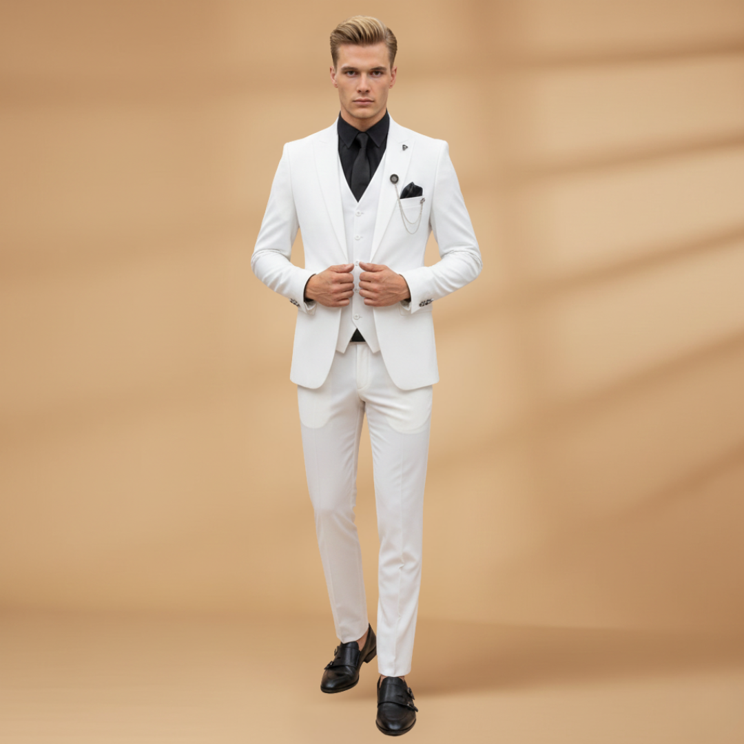Classic Fit 3-Piece Suit for Men Formal Wear