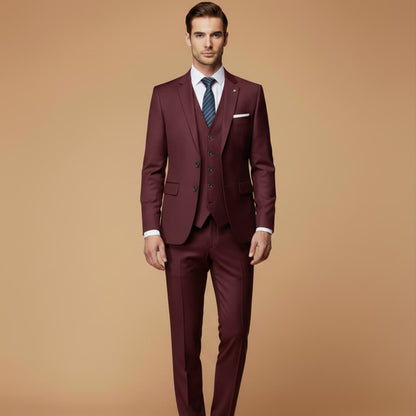 Men's Classic Fit Three Piece Business Suit Set
