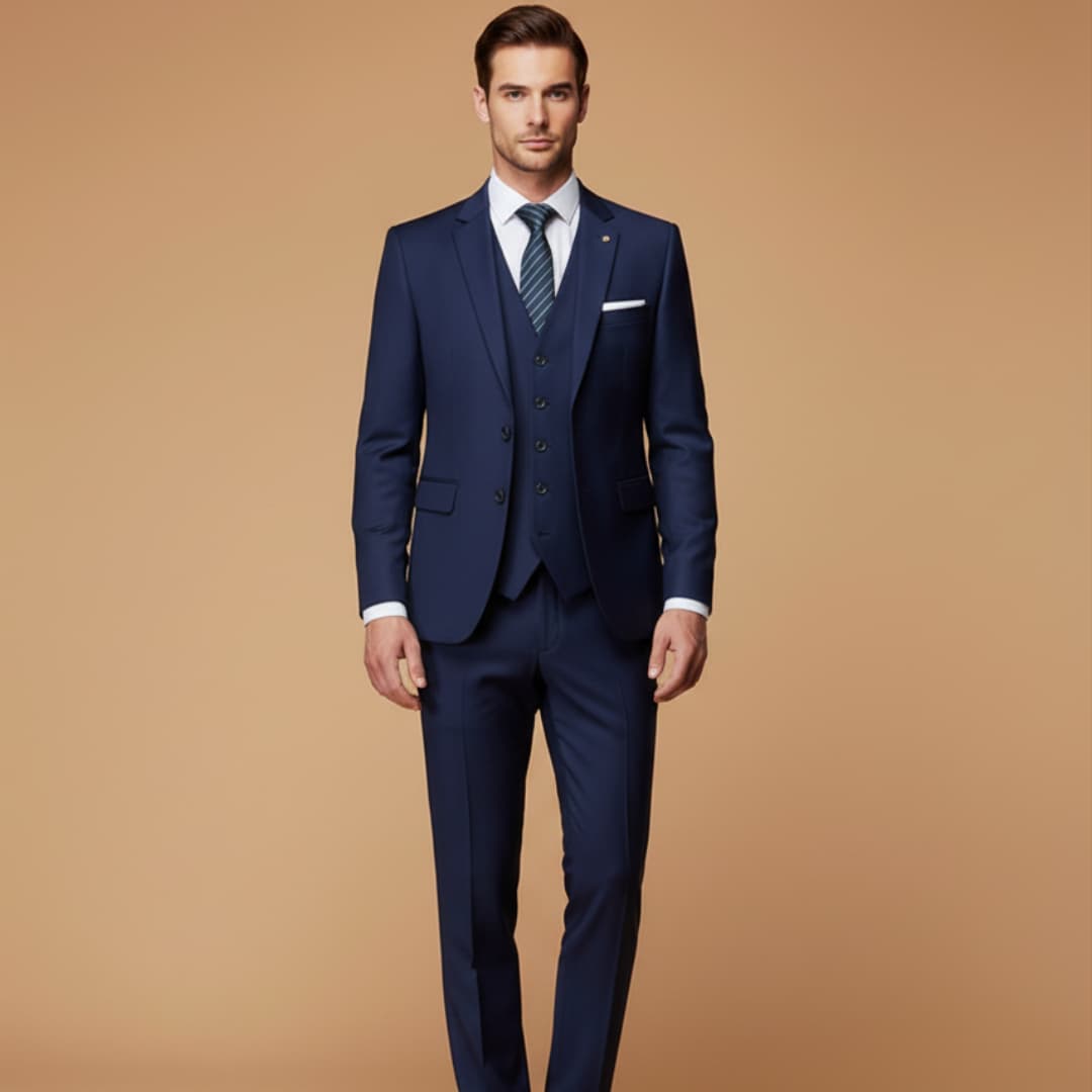 Men's Classic Fit Three Piece Business Suit Set