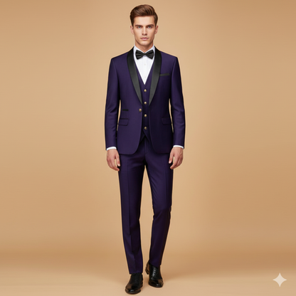 Classic Fit Mens 3 Piece Shawl Lapel Suit
