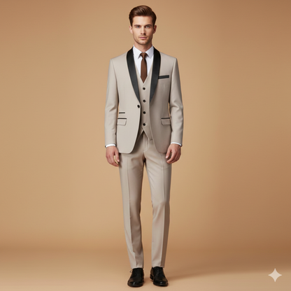 Classic Fit Mens 3 Piece Shawl Lapel Suit