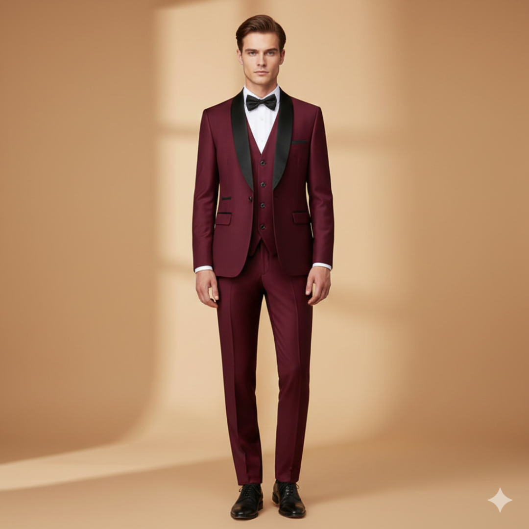 Classic Fit Mens 3 Piece Shawl Lapel Suit