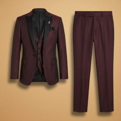 Slim Fit Men's 3 Piece Suit with Contrast Details - Modish World