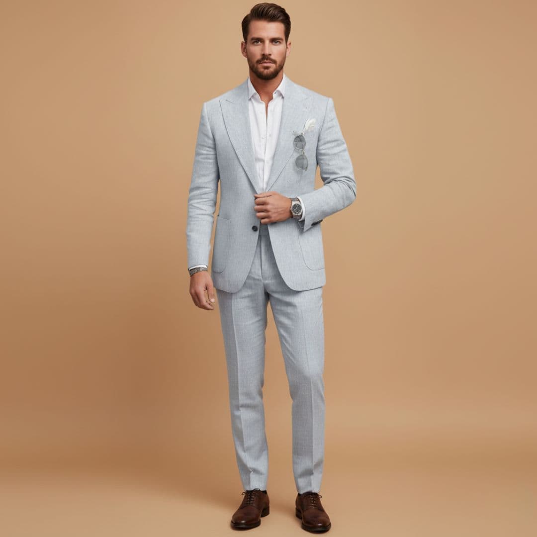 Classic 2 Piece Suit with Slim Fit Jacket and Pants