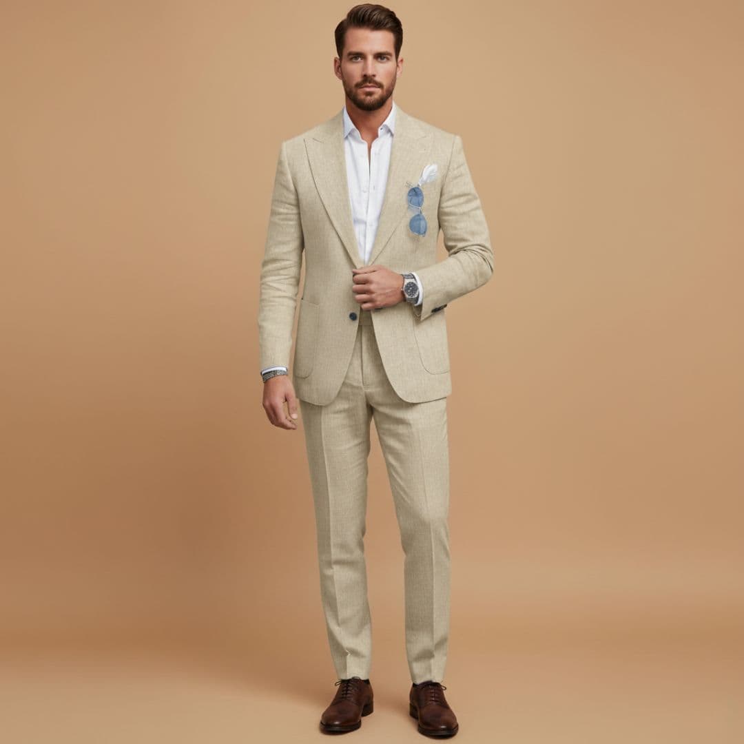 Classic 2 Piece Suit with Slim Fit Jacket and Pants