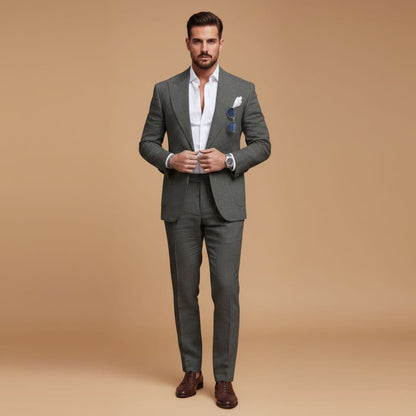 Classic 2 Piece Suit with Slim Fit Jacket and Pants