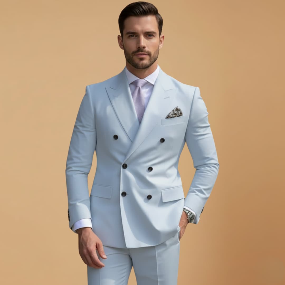 Men's Slim Fit Two Button Peak Lapel Suit