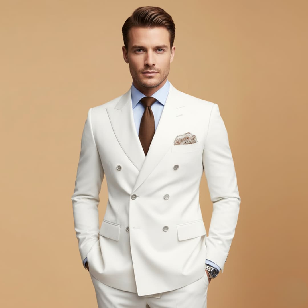 Men's Slim Fit Two Button Peak Lapel Suit