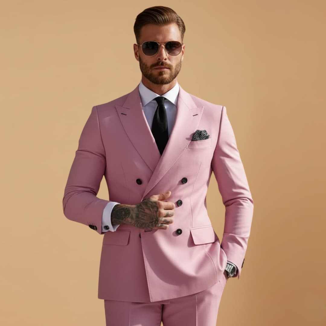Men's Slim Fit Two Button Peak Lapel Suit