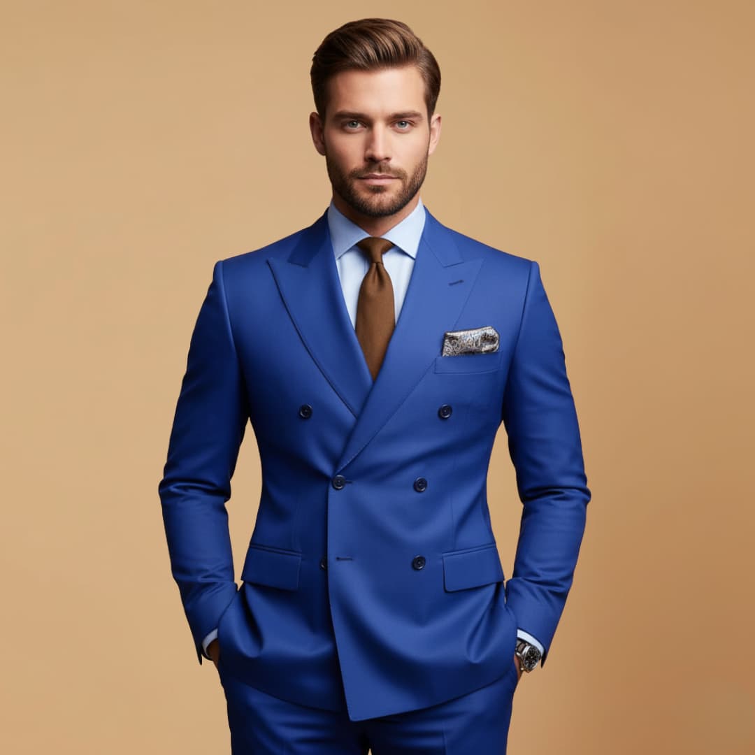 Men's Slim Fit Two Button Peak Lapel Suit