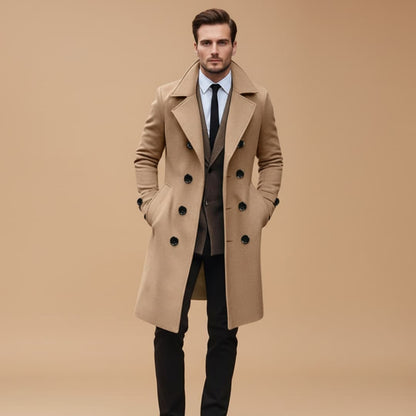 Warm Men's Tweed Overcoat with Button Front