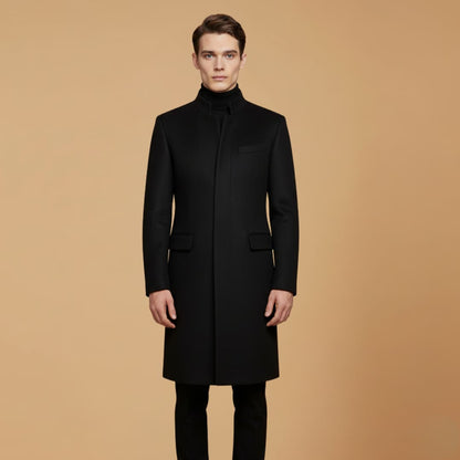 Warm Men's Wool Overcoat with Classic Button Front
