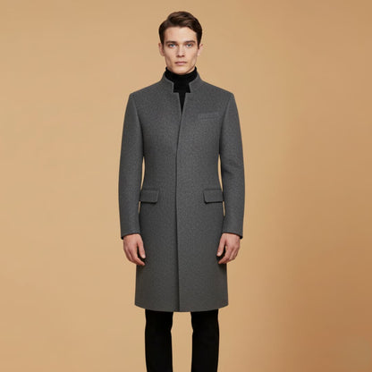 Warm Men's Wool Overcoat with Classic Button Front