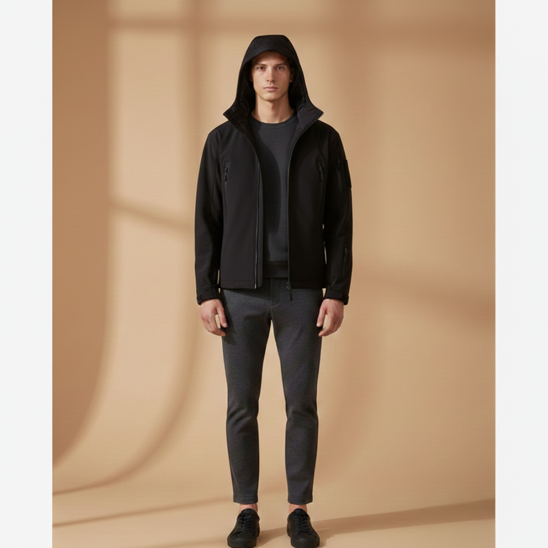 Waterproof Men's Hooded Raincoat with Pockets