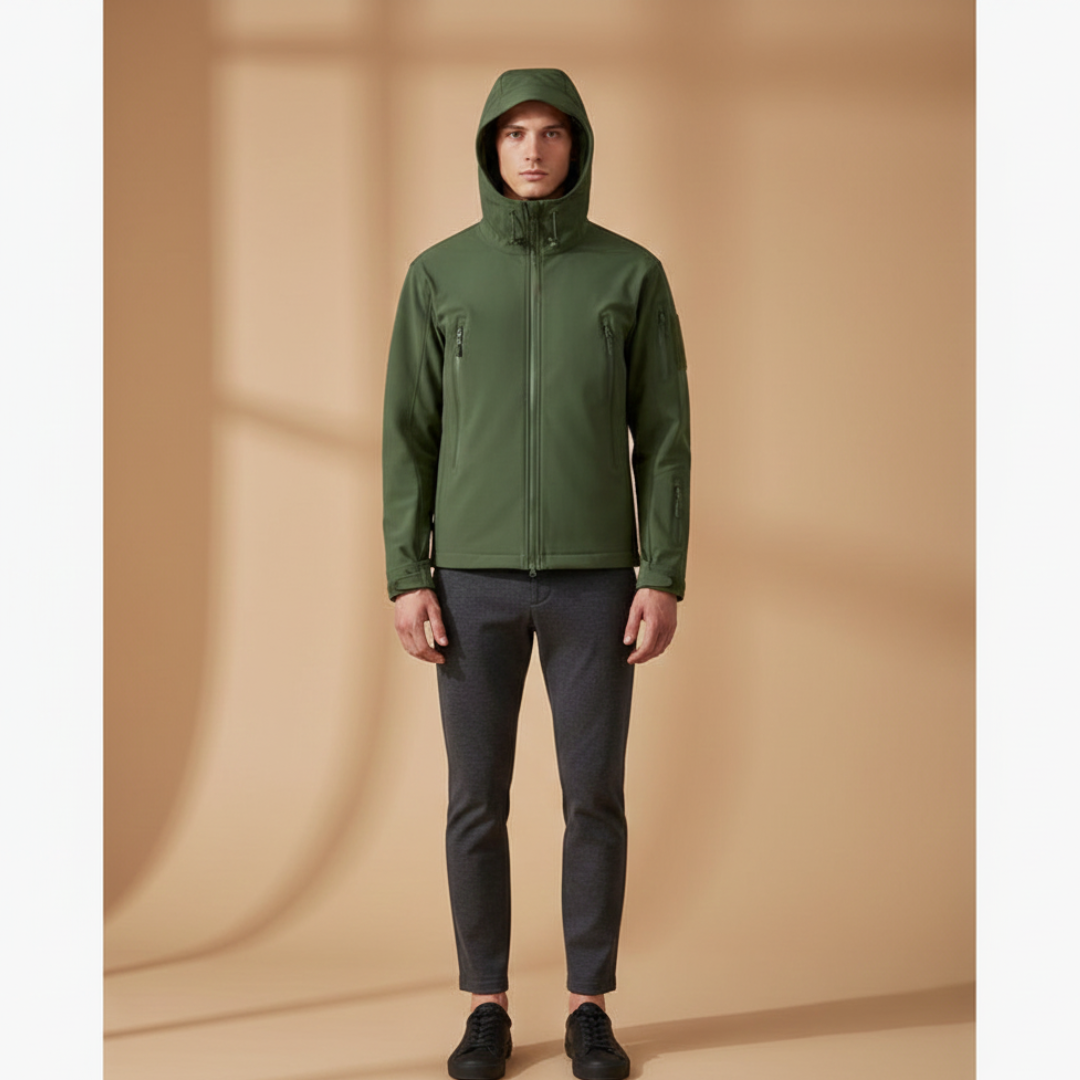 Waterproof Men's Hooded Raincoat with Pockets