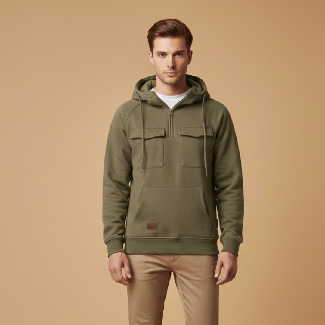 Casual Zip Up Hooded Sweatshirt for Men