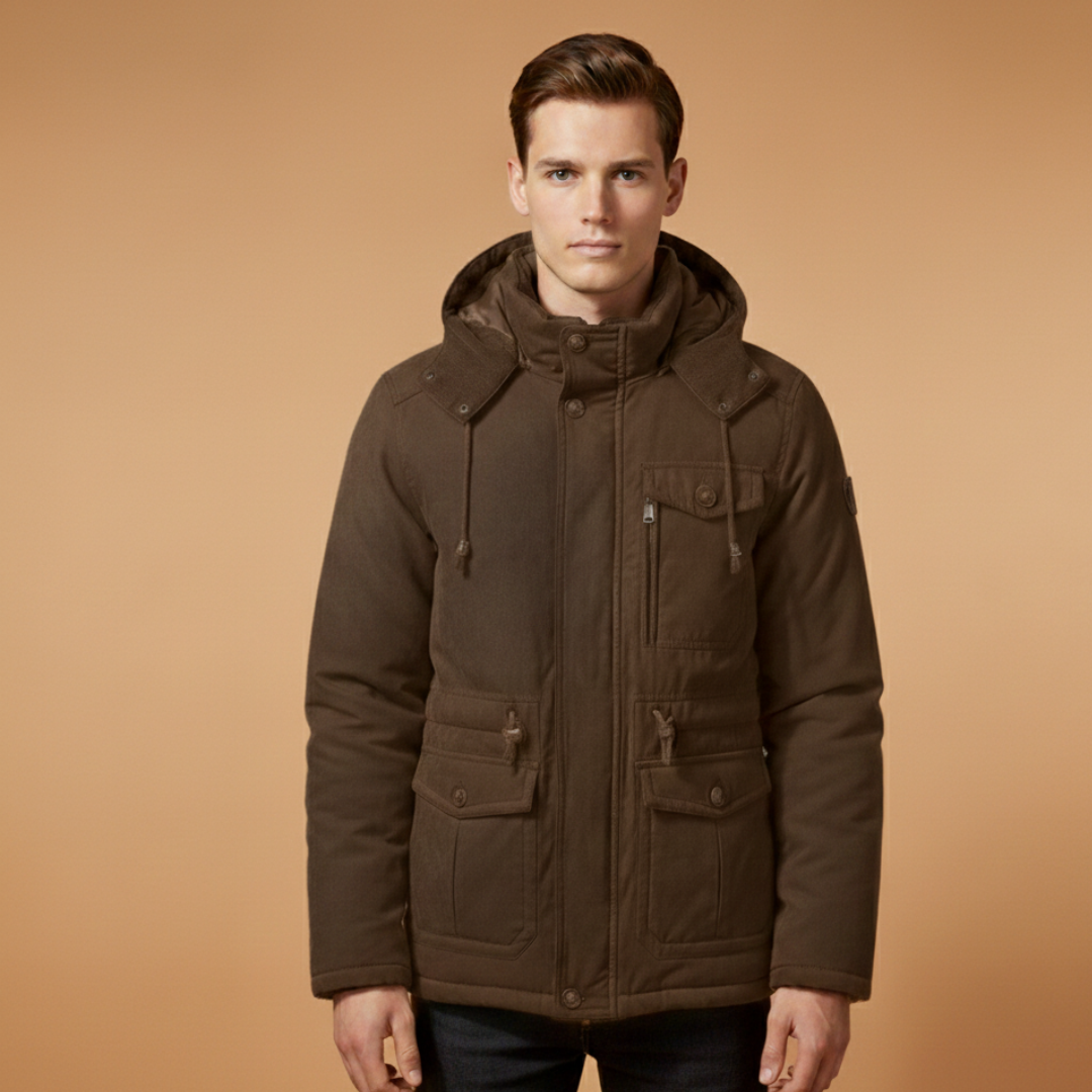Waterproof Men's Puffer Jacket with Secure Zip