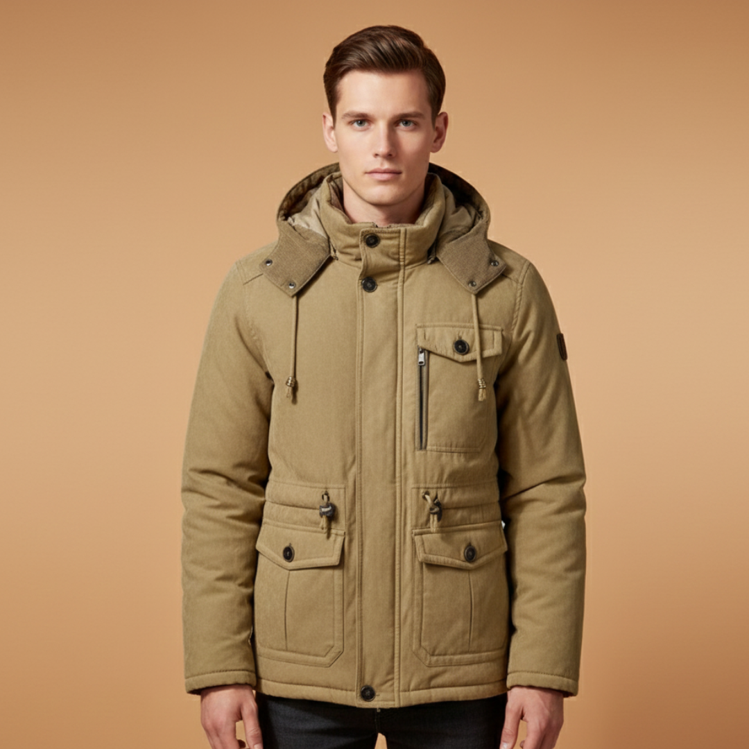 Waterproof Men's Puffer Jacket with Secure Zip