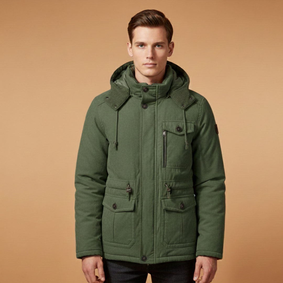 Waterproof Men's Puffer Jacket with Secure Zip