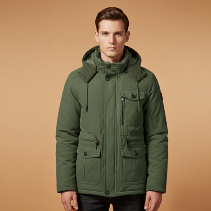 Waterproof Men's Puffer Jacket with Secure Zip
