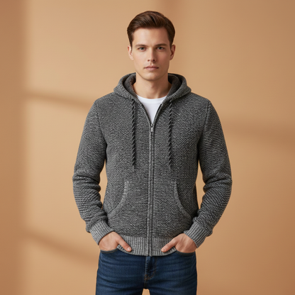 Warm Mens Zip Up Cardigan Sweater with Pockets