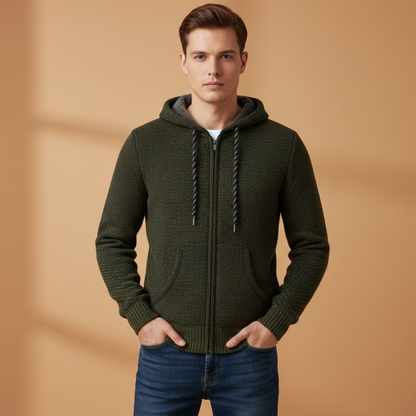 Warm Mens Zip Up Cardigan Sweater with Pockets