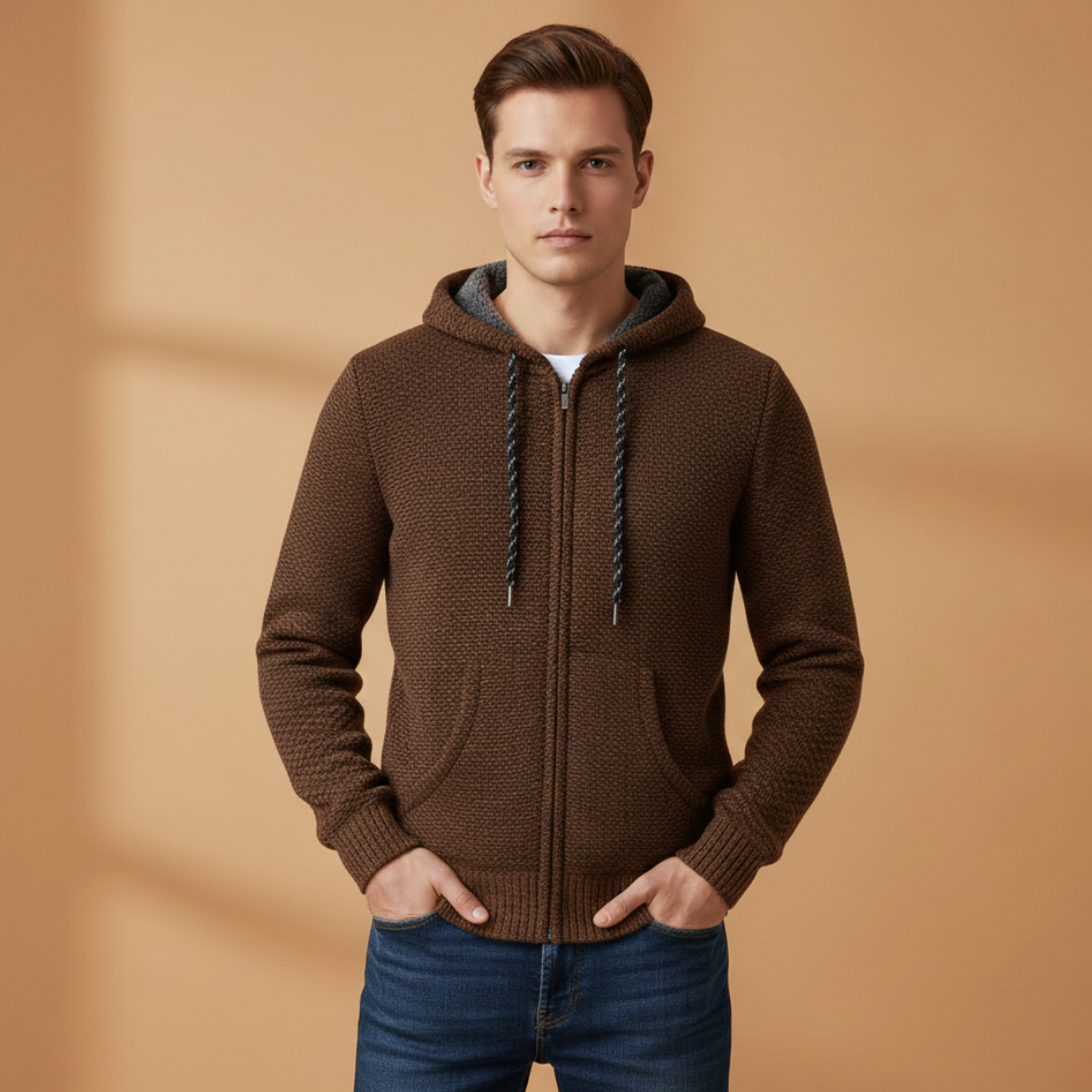 Warm Mens Zip Up Cardigan Sweater with Pockets