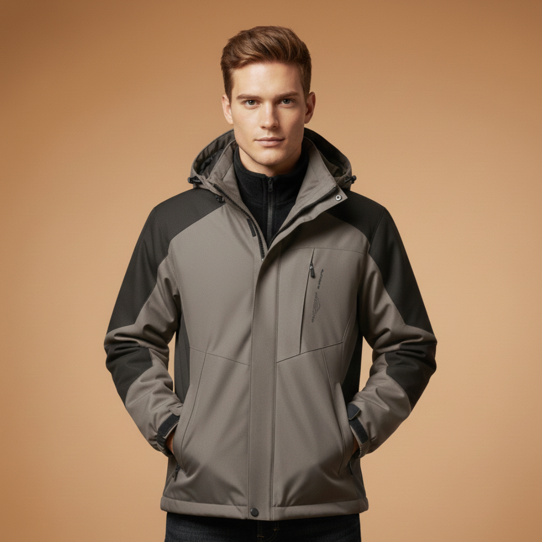 Waterproof Men's Hooded Zip Jacket with Pockets