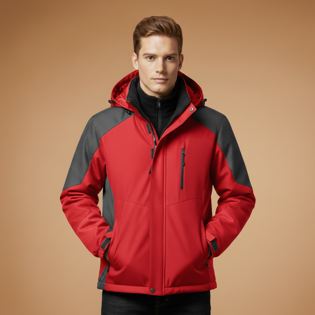 Waterproof Men's Hooded Zip Jacket with Pockets