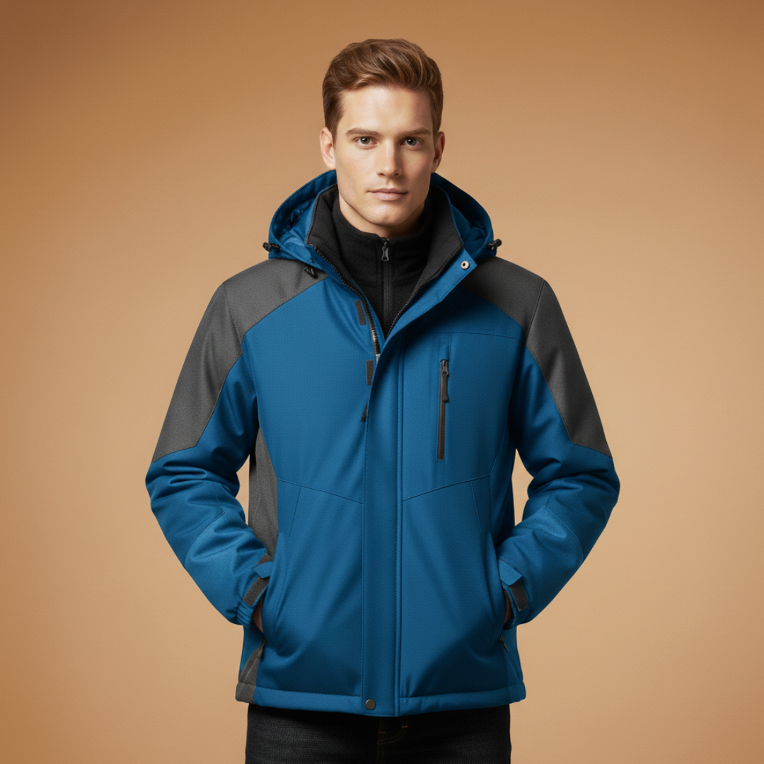 Waterproof Men's Hooded Zip Jacket with Pockets
