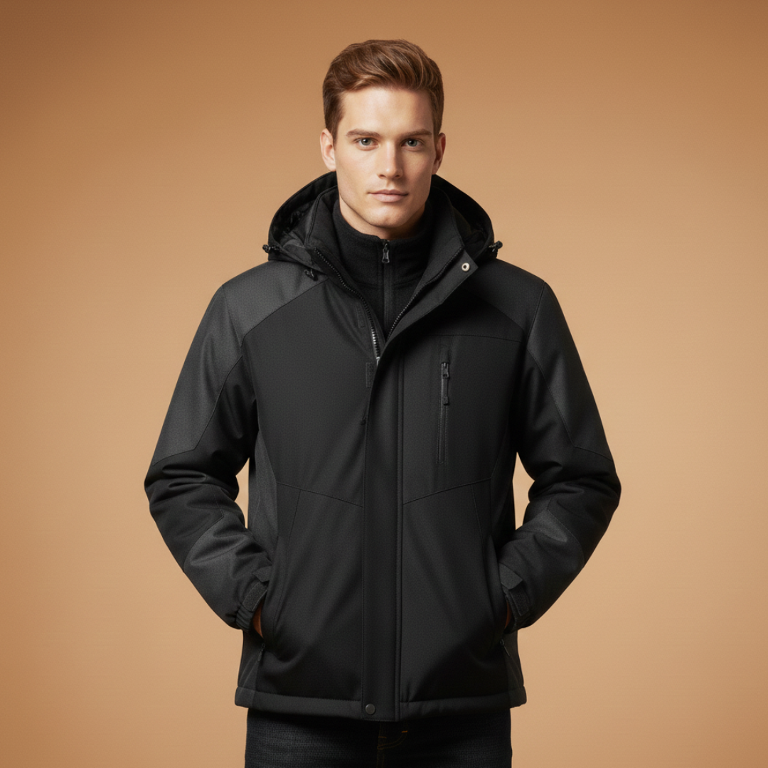 Waterproof Men's Hooded Zip Jacket with Pockets
