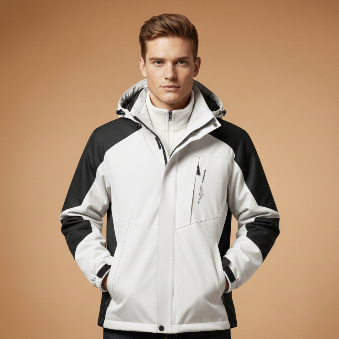 Waterproof Men's Hooded Zip Jacket with Pockets
