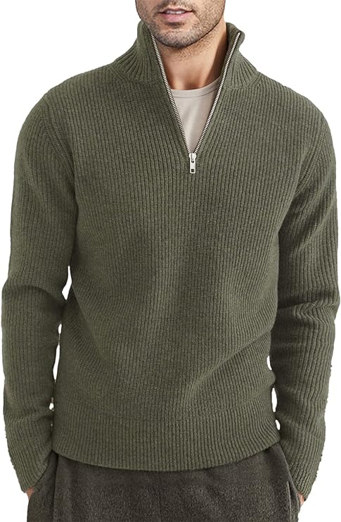 Classic Men's Quarter Zip Knit Sweater - ModishWorld
