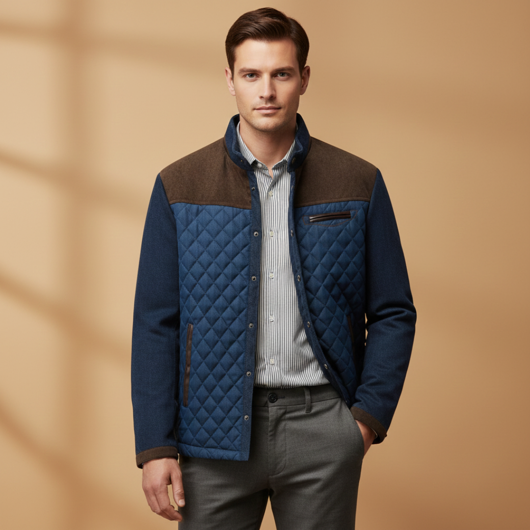 Warm Padded Men's Coat with Contrast Details