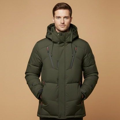 Warm Padded Mens Parka Jacket with Hood
