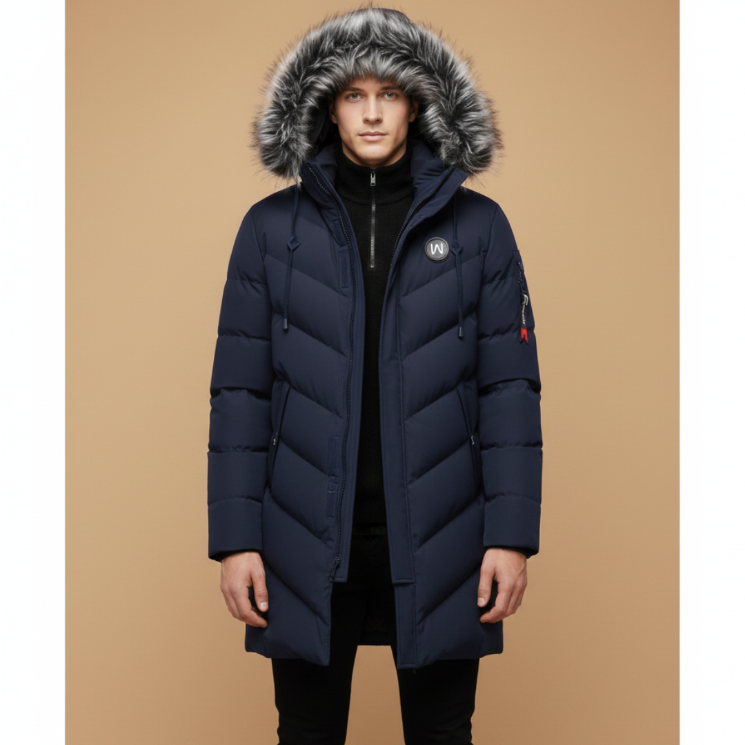 Waterproof Men's Padded Jacket with Hood and Zip