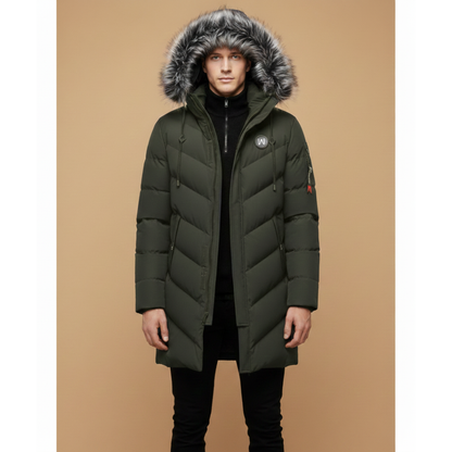 Waterproof Men's Padded Jacket with Hood and Zip