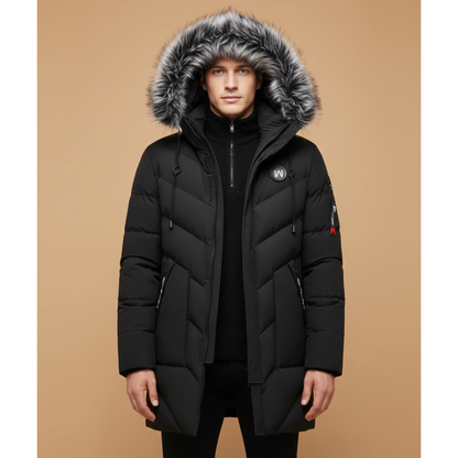Waterproof Men's Padded Jacket with Hood and Zip