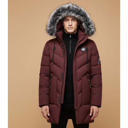 Waterproof Men's Padded Jacket with Hood and Zip