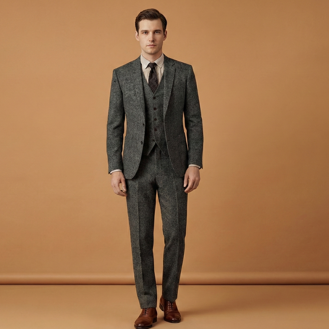 Classic 3-Piece Suit with Jacket and Fitted Pants